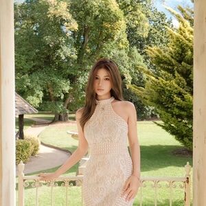 White Lace Halter Bodycon Dress